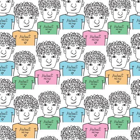 Teen boy seamless pattern vector background, fabric fashion designのイラスト素材