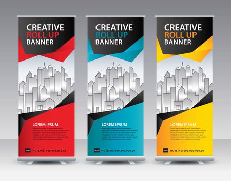 Business Roll Up Banner stand vector creative design. banner stand or flag design layout. Modern Exhibition Advertising vector eps10. Trend design geometric.のイラスト素材