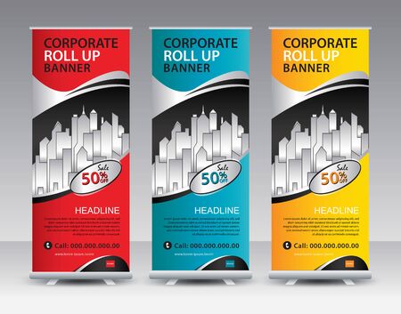 Business Roll Up Banner stand vector creative design. banner stand or flag design layout. Modern Exhibition Advertising vector eps10. Trend design geometric.のイラスト素材
