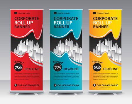 Corporate Roll Up Banner stand vector creative design. Sale banner stand or flag design layout. Modern Exhibition Advertising vector eps10. Trend design geometric.のイラスト素材
