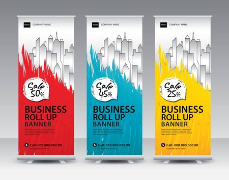 Business Roll Up Banner stand vector creative design. Sale banner stand or flag design layout. Modern Exhibition Advertising vector. Trend design geometric.のイラスト素材