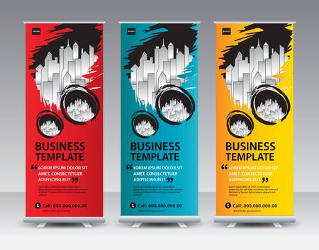 Business Roll Up Banner stand vector creative design. Sale banner stand or flag design layout. Modern Exhibition Advertising vector. Trend design geometric.のイラスト素材