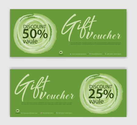 Green Gift Voucher template, Discount voucher vector, Coupon, discount card, Sale banner, headers, web banner, Creative idea, Green backgroundのイラスト素材