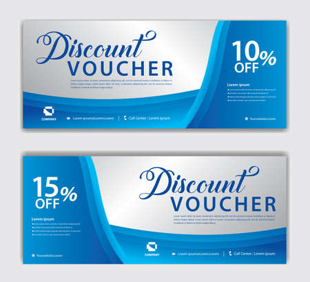 Blue Gift Voucher template, Discount voucher vector, Coupon, discount card, Sale banner, headers, web banner, Creative idea gift cardのイラスト素材