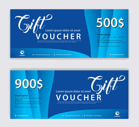 Blue Gift Voucher template, Discount voucher vector, Coupon, discount card, Sale banner, headers, web banner, Creative idea gift cardのイラスト素材