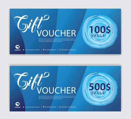 Blue Gift Voucher template, Discount voucher vector, Coupon, discount card, Sale banner, headers, web banner, Creative idea gift cardのイラスト素材