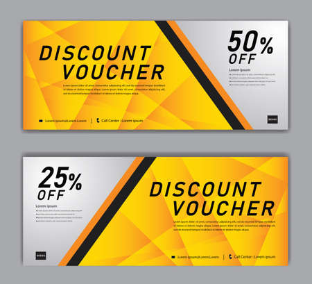 Yellow Gift Voucher template, Discount voucher vector, Coupon, discount card, Sale banner, headers, web banner, Creative idea gift cardのイラスト素材