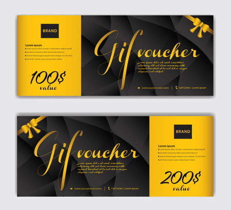Gold Gift Voucher template luxurious concept vector illustration, Discount voucher vector, Coupon, discount card, Sale banner, headers, web banner, Creative idea gift cardのイラスト素材