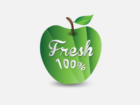 Green Apple fresh 100% icon Vector illustrationのイラスト素材