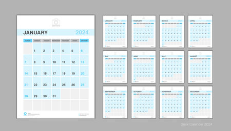 Calendar 2024 template Vectorのイラスト素材