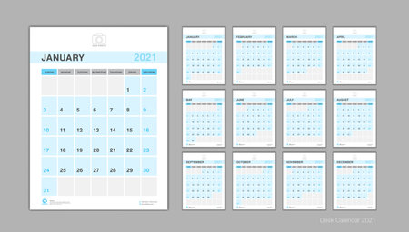 Calendar 2021 template Vectorのイラスト素材