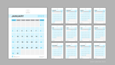 Calendar 2022 template Vectorのイラスト素材