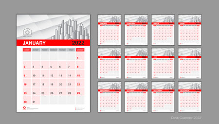 Desk calendar 2022 template setのイラスト素材