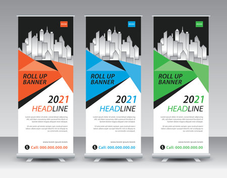 Business Roll Up, Roll Up Banner template, Sale banner stand or flag design layout, Standee Design, Presentation, Corporate roll up banner, poster, flyer, Modern Exhibition Advertising vectorのイラスト素材