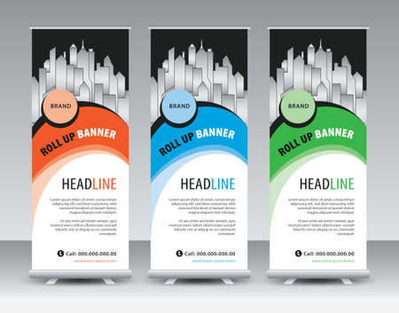 Business Roll Up, Roll Up Banner template, Sale banner stand or flag design layout, Standee Design, Presentation, Corporate roll up banner, poster, flyer, Modern Exhibition Advertising vectorのイラスト素材