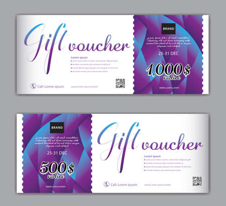 Purple Gift Voucher template luxurious concept, Elegant discount coupon or certificate layout, discount card, Sale banner, headers, banner design, gift card, promotion card, Vector Illustration EPS10のイラスト素材