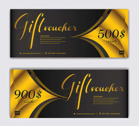 Gold Gift Voucher template luxurious concept, Elegant discount coupon or certificate layout, discount card, Sale banner, headers, banner design, gift card, promotion card, Vector Illustration EPS10のイラスト素材