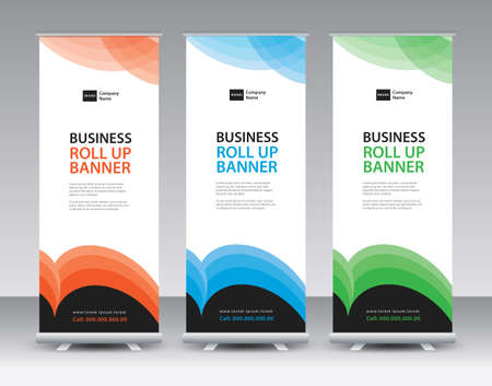 Business Roll Up banner design, Roll Up Banner template, Sale banner stand or flag design layout, Standee Design, Presentation, poster, flyer, ads, Modern Exhibition Advertising vector illustrationのイラスト素材