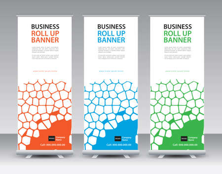 Business Roll Up banner design, Roll Up Banner template, Sale banner stand or flag design layout, Standee Design, Presentation, poster, flyer, ads, Modern Exhibition Advertising vector illustrationのイラスト素材