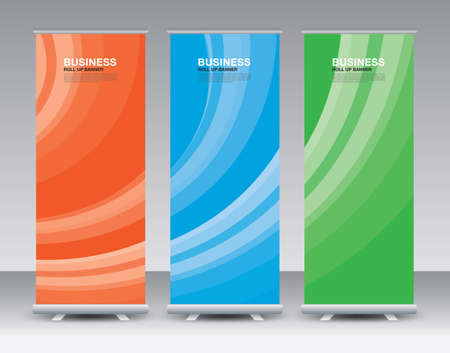 Business Roll Up set. roll up banner design. wave abstract background template. banner stand or flag design. j-flag, x stand, x banner, exhibition show, Stand Design, flyer, poster, ads, vectorのイラスト素材