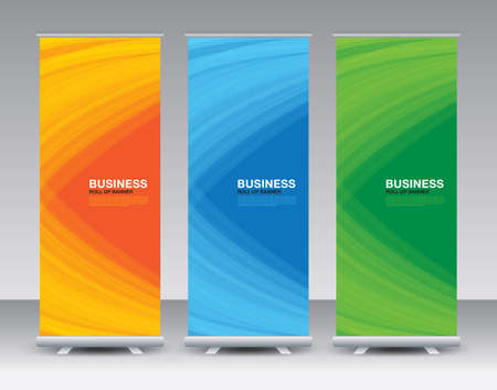 Business Roll Up set. roll up banner design. wave abstract background template. banner stand or flag design. j-flag, x stand, x banner, exhibition show, Stand Design, flyer, poster, ads, vectorのイラスト素材