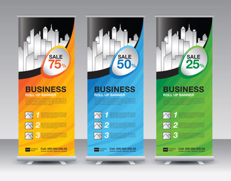 Business Roll Up set. roll up banner design. geometric Roll Up Banner template, Sale banner stand or flag design, j-flag, x stand, x banner, exhibition show, Stand Design, flyer, poster, ads, vectorのイラスト素材