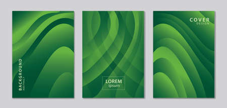 Abstract vector covers design template. Green cover template. gradient background. Wave Background for decoration presentation, brochure, flyer, catalog, poster, book, magazine, banner, web pageのイラスト素材
