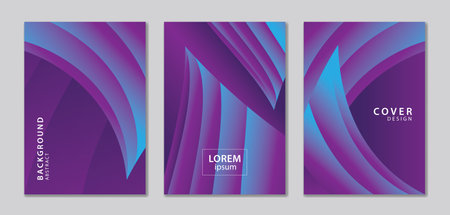 Abstract vector covers design template. Purple cover template. gradient background. Wave Background for decoration presentation, brochure, flyer, catalog, poster, book, magazine, banner, web pageのイラスト素材