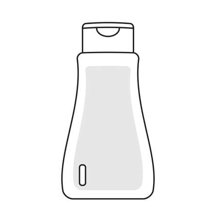 White bottle with label vector for Cosmetic, beauty, spa, cream, lotion, shampoo. product packaging. Mockup cosmetic package. shower cream bottle icon vector, bottle outline, Flat con. web icon.のイラスト素材