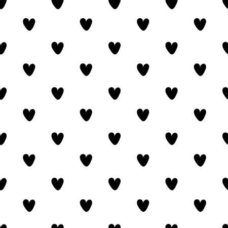 black Hearts seamless pattern on white background, Heart backgrond template, heart shape seamless background, wallpaper decoration, textrue, graphic element, vector illustrationのイラスト素材