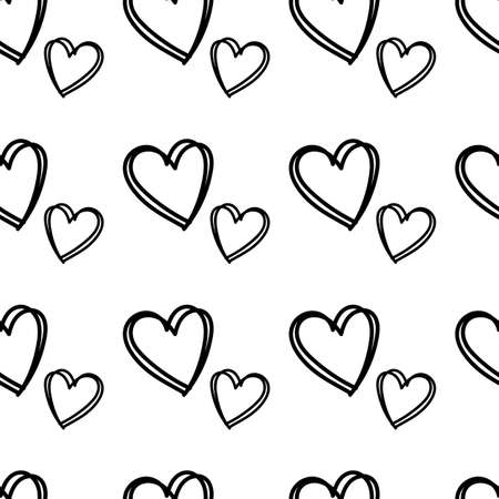 black Hearts seamless pattern on white background, Heart backgrond template, heart shape seamless background, wallpaper decoration, textrue, graphic element, vector illustrationのイラスト素材