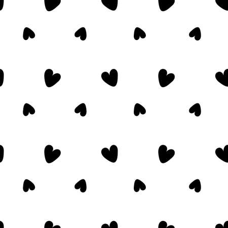 black Hearts seamless pattern on white background, Heart backgrond template, heart shape seamless background, wallpaper decoration, textrue, graphic element, vector illustrationのイラスト素材