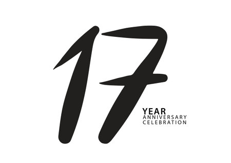 17 year anniversary celebration black color logotype vector, 17 number design, 17th Birthday...