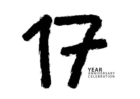 17 year anniversary celebration black color logotype vector, 17 number design, 17th Birthday...