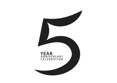 5 year anniversary celebration black color logotype vector, 5 number design, 5th Birthday...