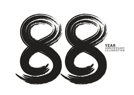 88 year anniversary celebration logotype black paintbrush vector, 88 ...