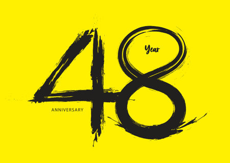 48 year anniversary celebration logotype on yellow background, 48 number design, 48th Birthday...