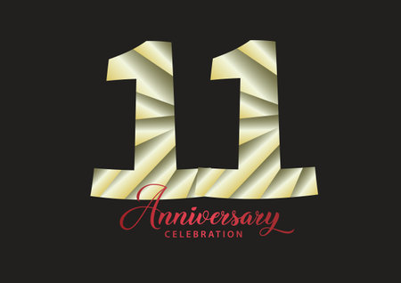 11 year anniversary celebration logotype vector, 11 number design, 11th Birthday invitation, anniversary logo template, logo number design vector, calligraphy font, typography logo, vector designのイラスト素材
