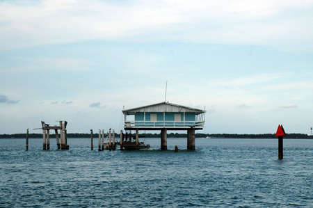 Blue Stilthouse in Stiltsville, Miamiの写真素材
