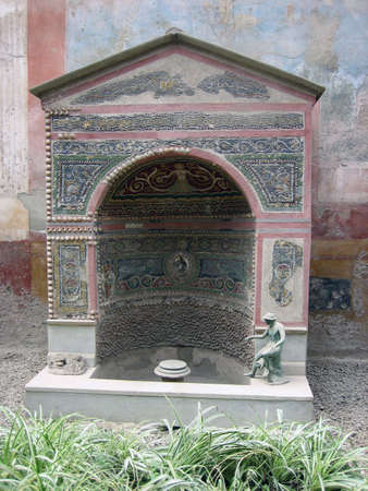 Ancient Roman Residential Shrine in Pompeiの写真素材