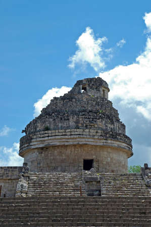 View of Steps and Tower of Ancient Mayan Observatoryの写真素材