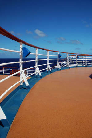 View from Top Decks of Cruise Ship of Ocean with Railing