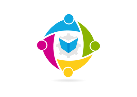 teamwork  gear  book mechanic icon design vectorのイラスト素材