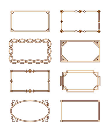 Classic Style Borders. Set of vector borders in classic style. Combination of stripes and decorative elements.のイラスト素材