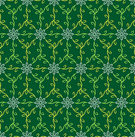 Decorative floral seamless pattern. Floral repeatable pattern. Vector pattern with nature theme.のイラスト素材