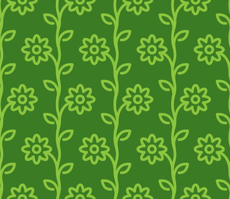 Flat flower seamless pattern. Vector flower seamless pattern in flat style.のイラスト素材