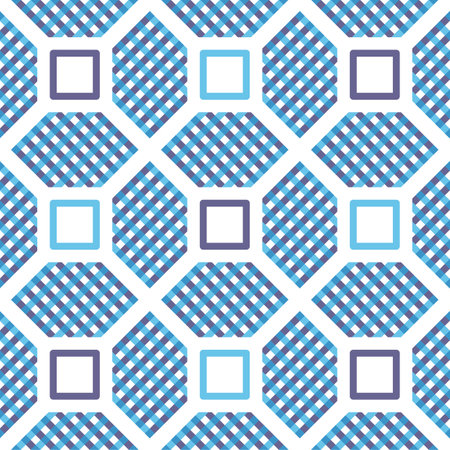 Linear cross woven pattern. Striped vector pattern with woven and square elements combined with blue colors.のイラスト素材