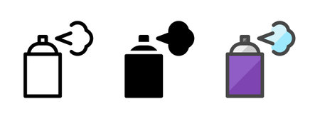 Multipurpose spray paint icon in outline, glyph, filled outline style. Various styles of spray paint vector icon. Three style variants in one pack.のイラスト素材
