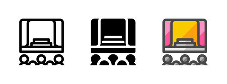Multipurpose stage icon in outline, glyph, filled outline style. Various styles of stage vector icon. Three style variants in one pack.のイラスト素材