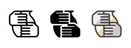 Multipurpose pottery icon in outline, glyph, filled outline style. Various styles of pottery vector icon. Three style variants in one pack.のイラスト素材